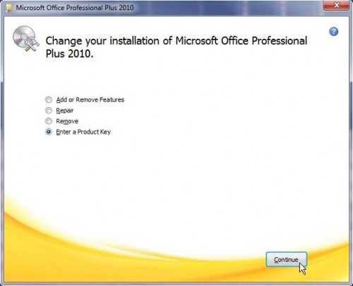 change product key for office 2007